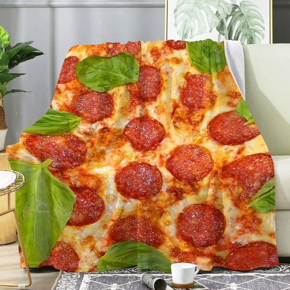 Pizza Food Blanket for Adult and Kids, Funny Realistic Food Throw Blankets,Novelty Soft Flannel Food Blanket,Perfect for Camping, Home Bed Sleeping 50"x40" Small for Kid