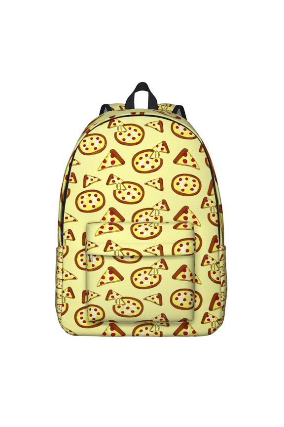Pizza Foodie Pattern School Backpack, Delicious Food Theme Vintage Casual Daypack for Outdoor Activities and Travel