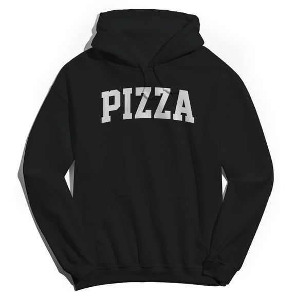 Pizza Graphic Black Men's Cotton Pullover Hoodie