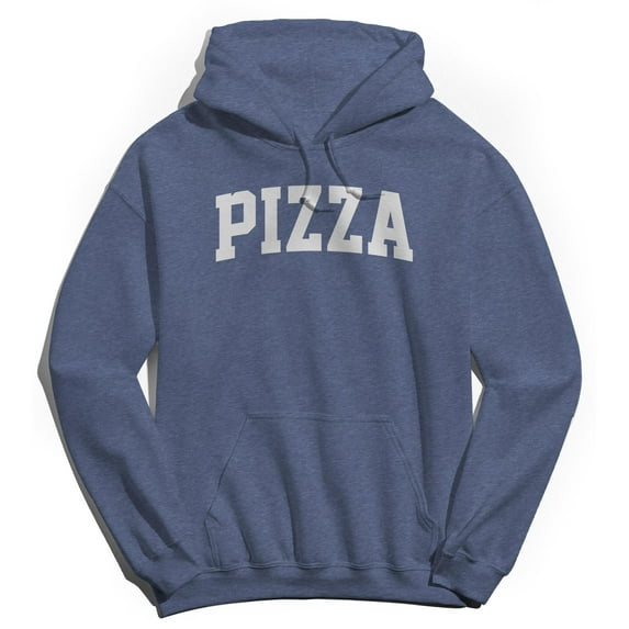 Pizza Graphic Navy Heather Men's Cotton Pullover Hoodie