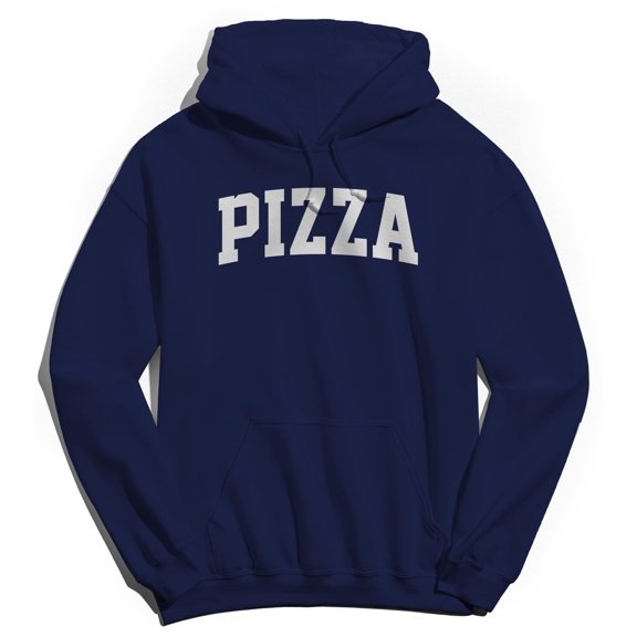 Pizza Graphic Navy Men's Cotton Pullover Hoodie