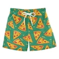 thumbnail image 1 of Pizza Green Pattern Swim Trunks Quick Dry Beach Pool Board Shorts Lightweight Stylish Print Sizes 2T to XL, 1 of 8