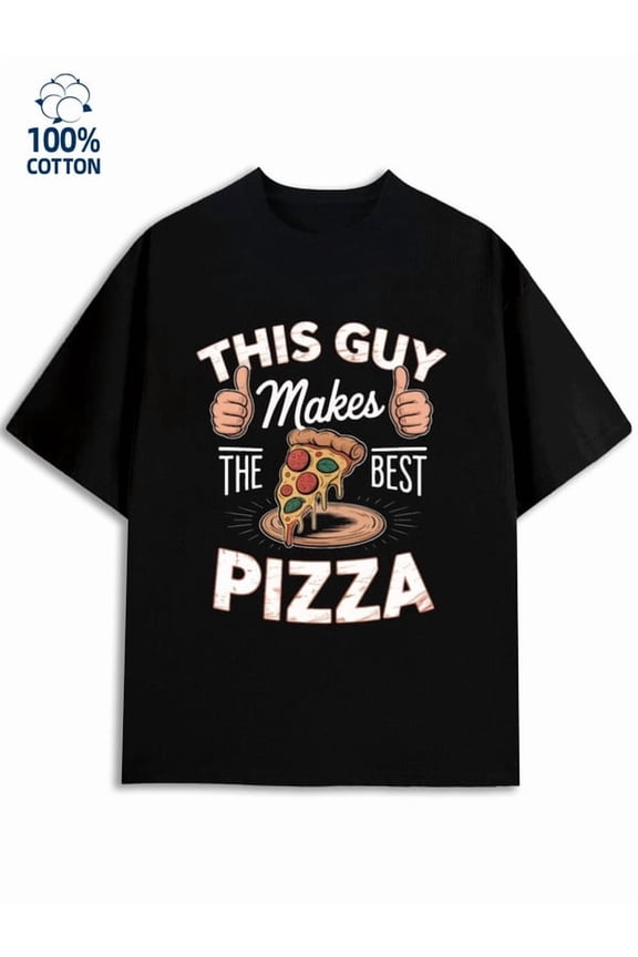 Pizza Guy T-Shirt men cheese 180G 100% Cotton black funny fun Retro Unisex Shirt Cotton tshirts Trendy Unisex Shirt Short Sleeve tshirts Basic Unisex Shirt Short Sleeve tshirts