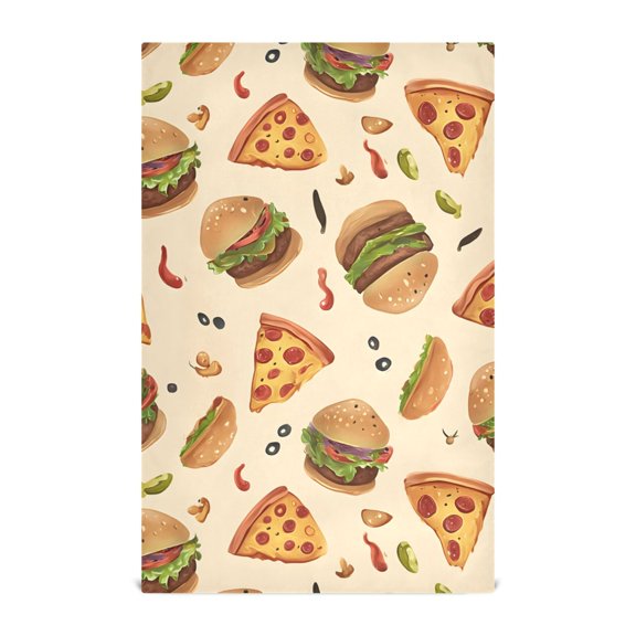 Pizza Hamburger Pattern Kitchen Towels Waffle Weave Decorative Tea Towels Multi Use Dishcloths 28x18in