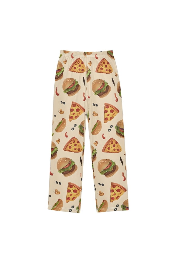 Pizza Hamburger Pattern Pajama Pants Soft Lightweight Lounge Pants Bottoms Sleep Pants Warm Comfy