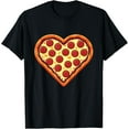 thumbnail image 1 of Pizza Heart Cute Valentines Day Funny Heart Shaped Pizza T-ShirtMen's and women's gift, black and white T-shirt, size: Extra large S-4XL, 1 of 4