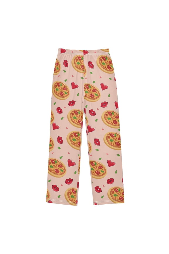 Pizza Heart Pattern Pajama Pants Soft Lightweight Lounge Pants Bottoms Sleep Pants Warm Comfy