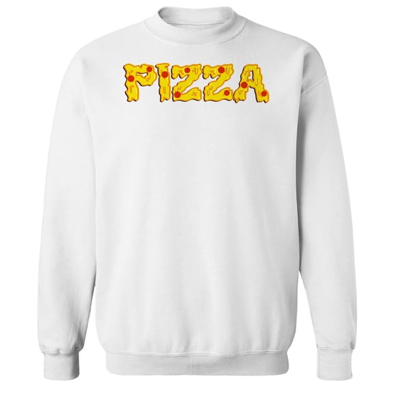 Pizza Humor Graphic White Men's Crewneck Sweatshirt