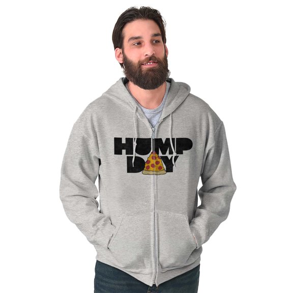 Pizza Hump Day Office Job Funny Work Unisex Fleece Graphic Zip Up Hoodie Brisco Brands 4X