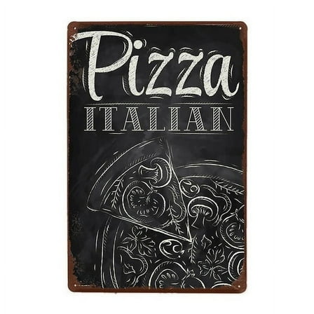 Pizza Italian Metal Tin Sign Retro Home Kitchen Restaurant Wall Decor Size: 16 x 12 Inches
