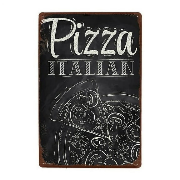 Pizza Italian Metal Tin Sign Retro Home Kitchen Restaurant Wall Decor Size: 16 x 12 Inches