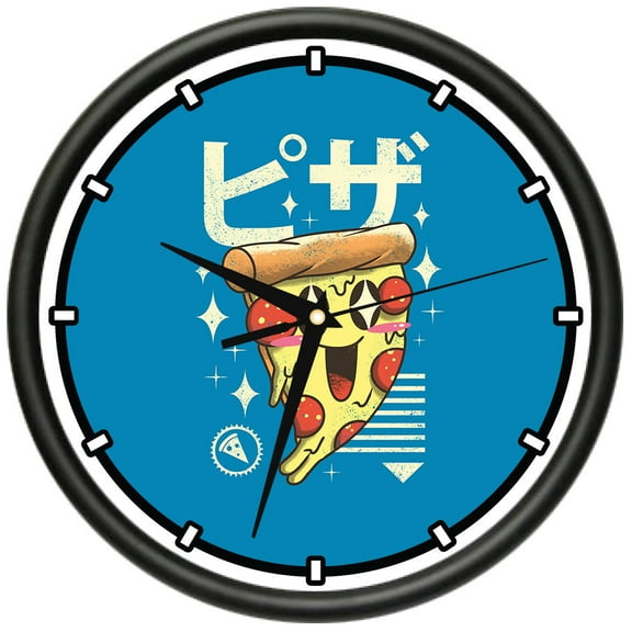 Pizza Kawaii  Design Wall Clock | Precision Quartz Movement | Décor For School Class Office Bedroom Decoration