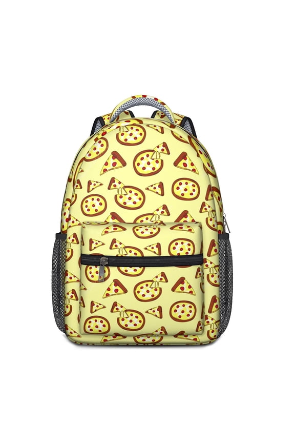 Pizza School Backpack with Fun Foodie Cartoon Print and Delicious Pizza Party Theme for Elementary Students