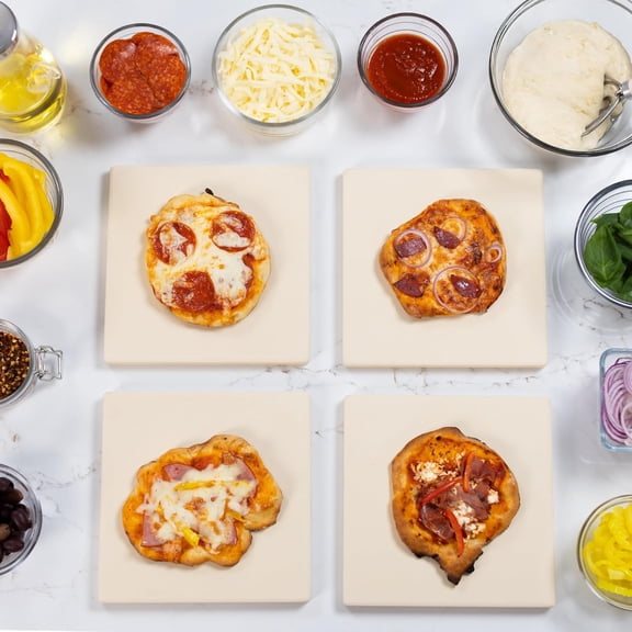 Pizza Kitchen 4-Piece Cordierite Rectangle Pizza Stone Set