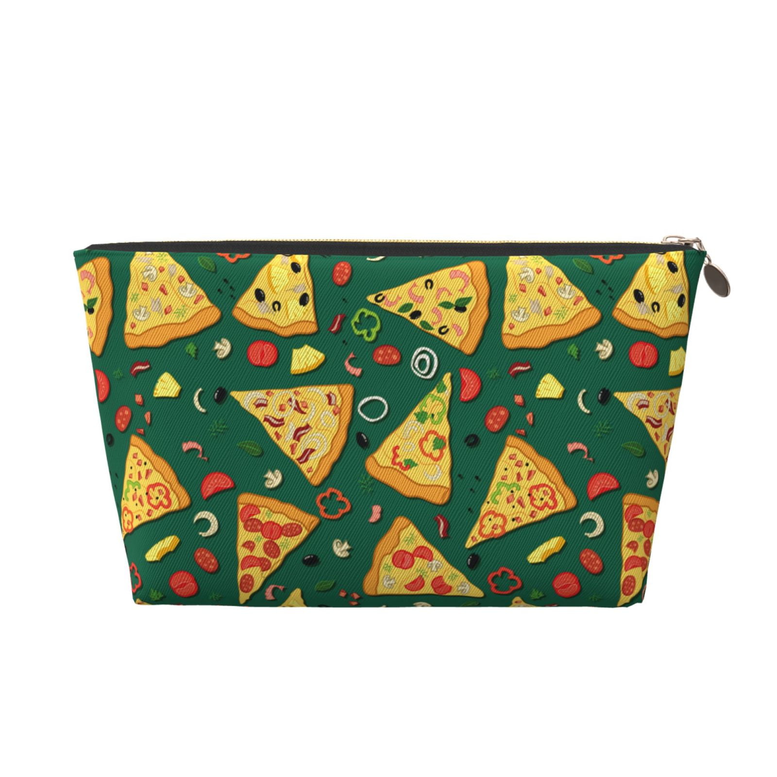 Pizza Leather Makeup Bag, Cosmetic Bags Travel Toiletry Bag for Women