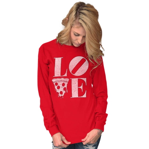 Pizza Lovers Italian Foodie Love Women's Long Sleeve T Shirt Brisco Brands L