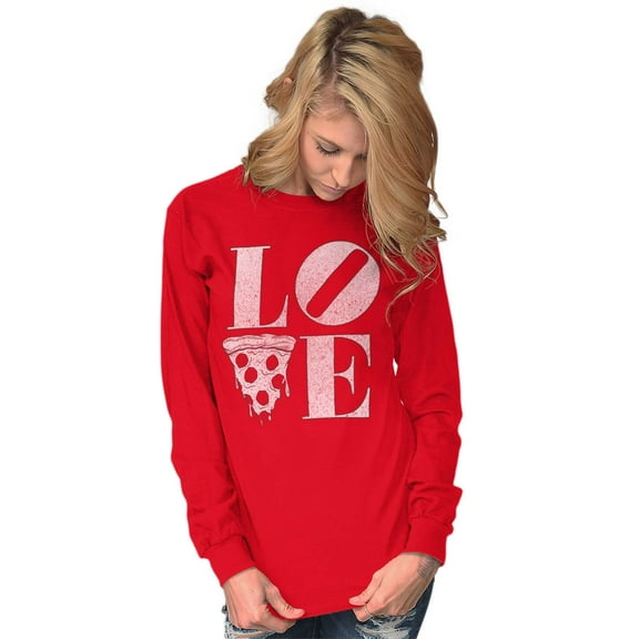 Pizza Lovers Italian Foodie Love Women's Long Sleeve T Shirt Brisco Brands M