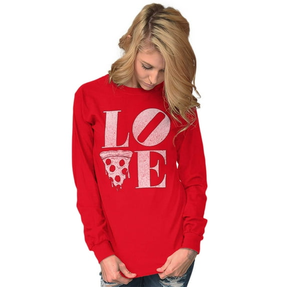 Pizza Lovers Italian Foodie Love Women's Long Sleeve T Shirt Brisco Brands M