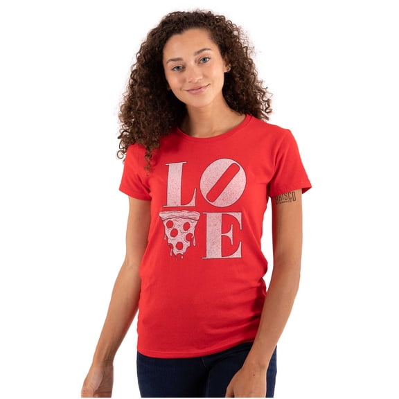 Pizza Lovers Italian Foodie Love Womens Slim Fit Graphic Tee Brisco Brands L