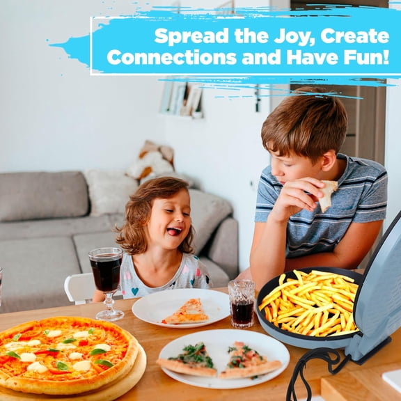 Pizza Maker 12 inch Pizzas Machine, Newly improved Cool-touch Handle Non-Stick plates Pizza oven & CalzoneMaker, Electric Countertop Oven for Home or School, 12” Indoor Grill/Griddle, Teal