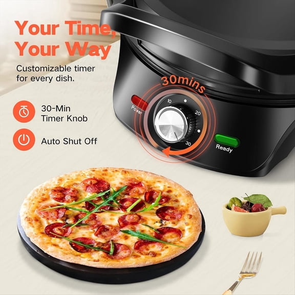 Pizza Maker Electric Griddle Nonstick Countertop Pizza Oven with 30-Min Timer & Auto Shut-Off,for Burgers,Crepes US Plug
