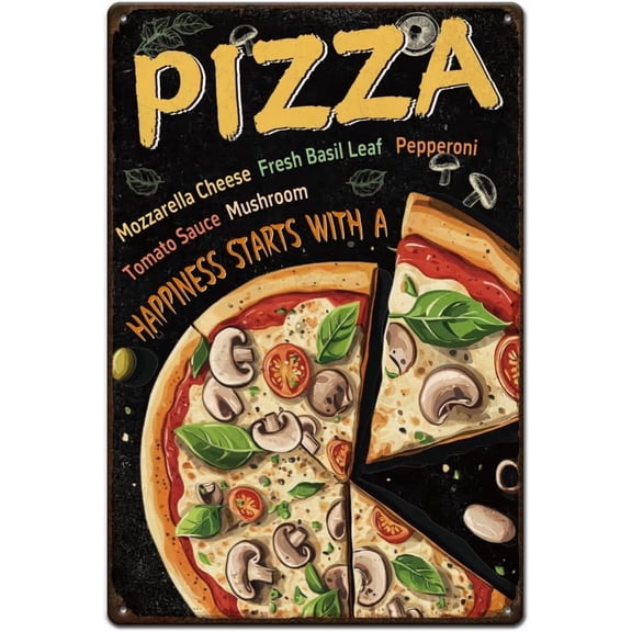 Pizza Metal Sign Food Tin Signs Fast Food Vintage Tin Signs Vintage Wall Art Funny Retro Decor for diy making
