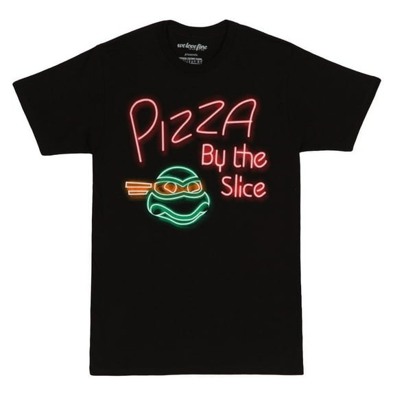 Pizza Neon Adult Black T-Shirt
