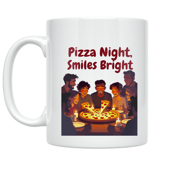 Pizza Night Smiles Bright Design - Pizza Lovers - 11 oz Ceramic Coffee Mug