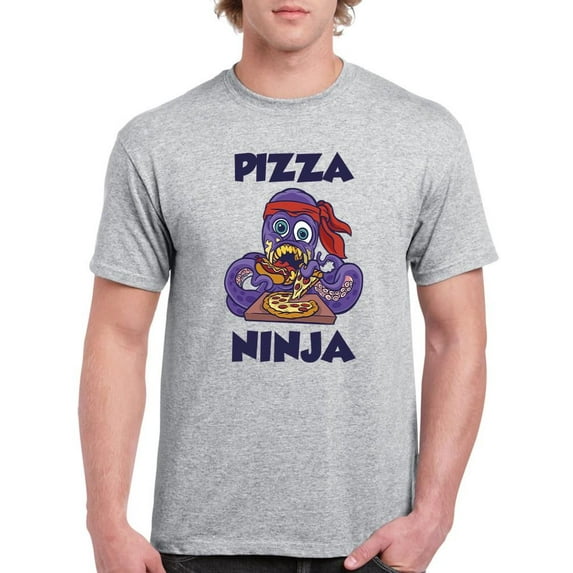 Pizza Ninja Octopus T-Shirt Men -Smartprints Designs, Male 4X-Large