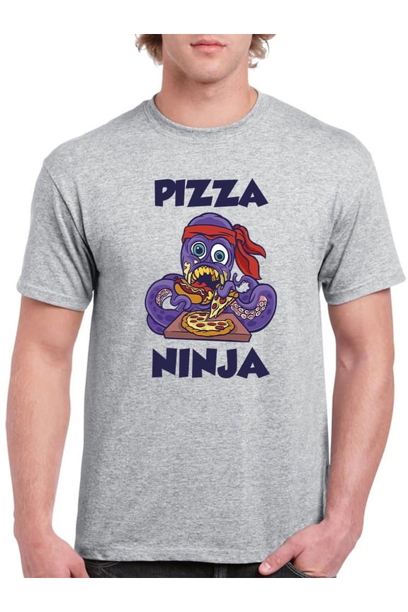 Pizza Ninja Octopus T-Shirt Men -Smartprints Designs, Male XX-Large