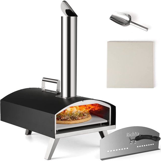 "RichYa 12"" Portable Stainless Steel Pellet Pizza Oven for Outdoor