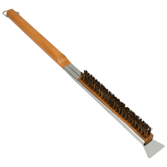 Pizza Oven Brush,Copper Wire Pizza Stone Cleaning Brush with Scraper,Outdoor Pizza Oven Accessories - shape2