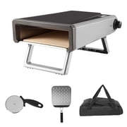 Pizza Oven Gas Outdoor 12 Portable Stainless Steel Propane Pizza Oven, Outdoor Pizza Maker with Rotating Stone and Pizza Accessories for Backyard, Camping, Party Baking
