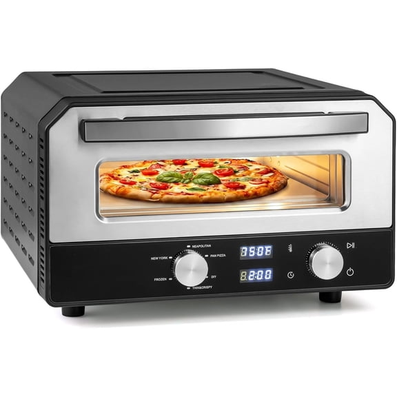 Pizza Oven Indoor, 1700W Countertop Pizza Maker with 6 Preset Cooking Modes,   Control, Pizza Stone and  Wheel Included, Makes 12-Inch Pizzas and Heats up to 750?