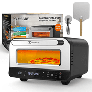 Pizza Oven Indoor, Traingiver 12 Countertop Electric Pizza Maker with Triple-Pane Low-E Glass, Pizza Cooker with 90s Fast Bake, 5 Cooking Presets, Stone and Peel