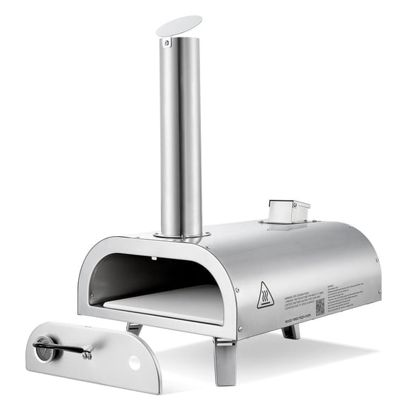 Pizza Oven Outdoor 12" Pellet Stove, Portable Wood Fired Pizza Maker, Stainless Steel Pizza Oven with Thermometer, for Backyard Camping