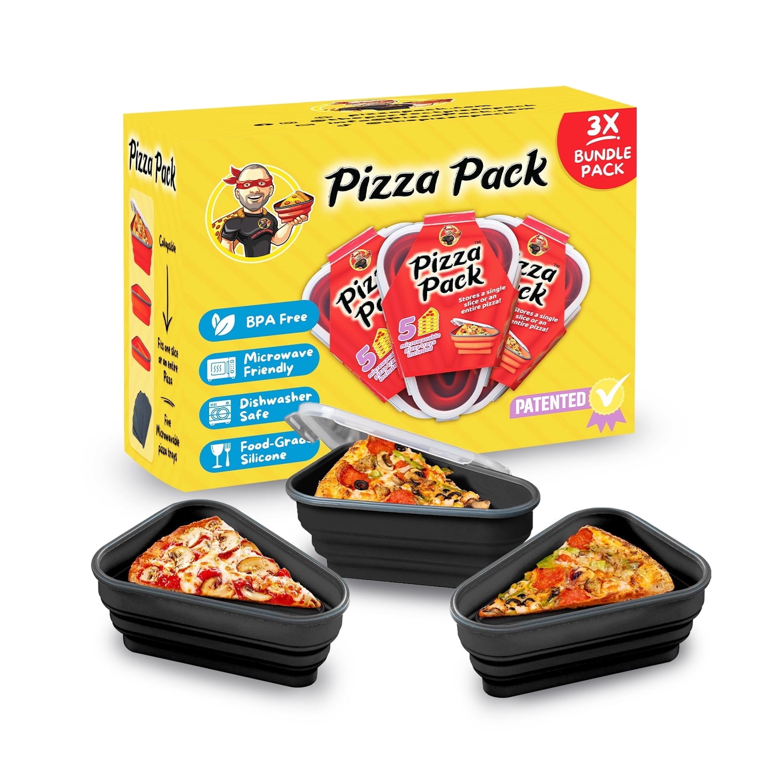 Pizza Pack® Reusable BPA-Free Silicone Storage Container with 5 ...