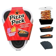 Pizza Pack  Reusable BPA-Free Silicone Storage Container with 5 Microwavable Trays, Black