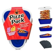 Pizza Pack  Reusable BPA-Free Silicone Storage Container with 5 Microwavable Trays, Blue