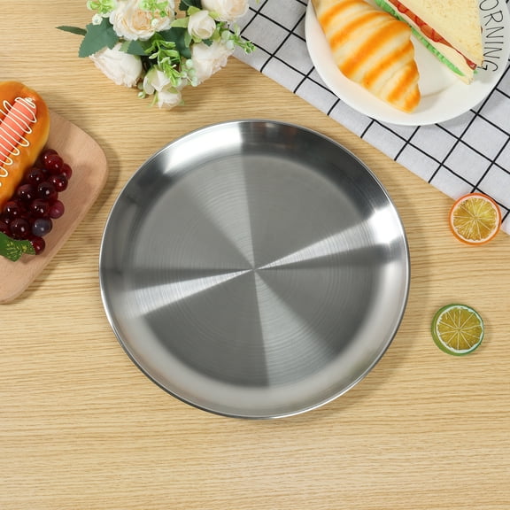 Pizza Pan 4Pcs Stainless Steel Pizza Pan Set Round Pizza Tray Rust Proof Pizza Baking Pan Dishwasher Safe Pizza Baking Sheet for Pizza Pie Oven Restaurant Grilling