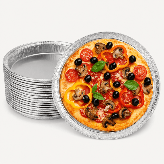 Pizza Pan, Round Aluminum Disposable Pizza Pan Large Serving Trays for Pizzas, Giant Size Chocolate Chip Cookie Cake Tin 12 Pack Oven Safe Pans