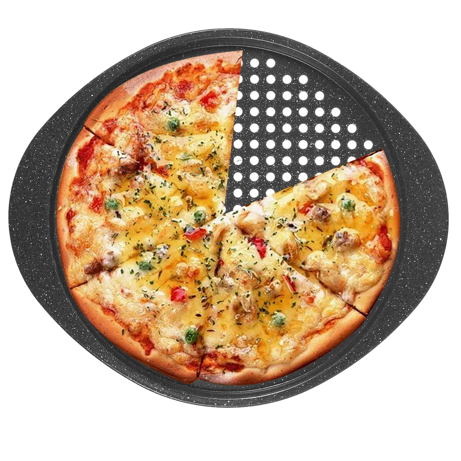 Pizza Pan for Oven Pizza Pans with Holes, Walooza Round Pizza Tray for Oven, Perforated Carbon