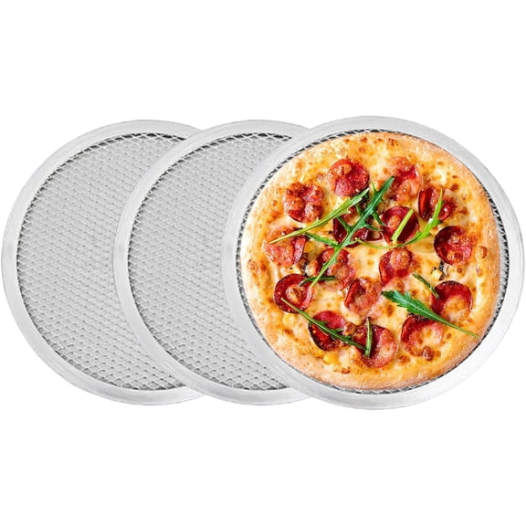 Pizza Pan with Holes: 3PCS Seamless Aluminum Alloy Pizza Screen, Round Pizza Pan for Oven, 14 Inch Pizza Mesh Baking Tray, Restaurant-Grade