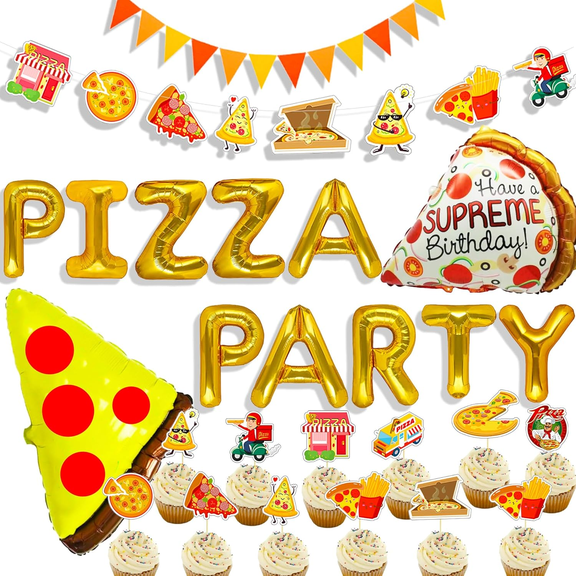 Pizza Party Decorations Set - Vibrant Cartoon Theme for Birthday & Gathering Supplies