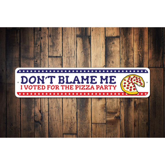 Pizza Party Novelty Decor, Metal Wall Sign - 4x18 Inches