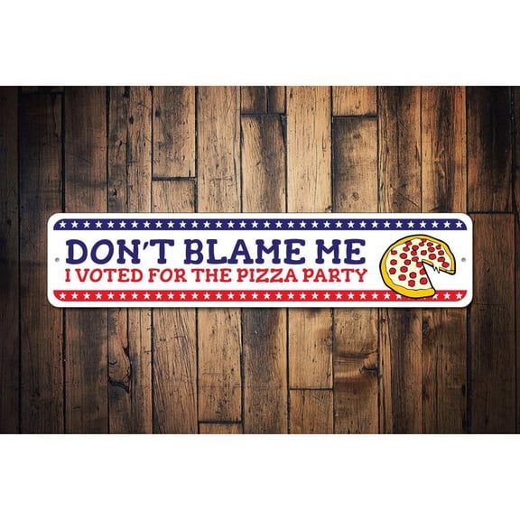 Pizza Party Novelty Decor, Metal Wall Sign - 4x18 Inches