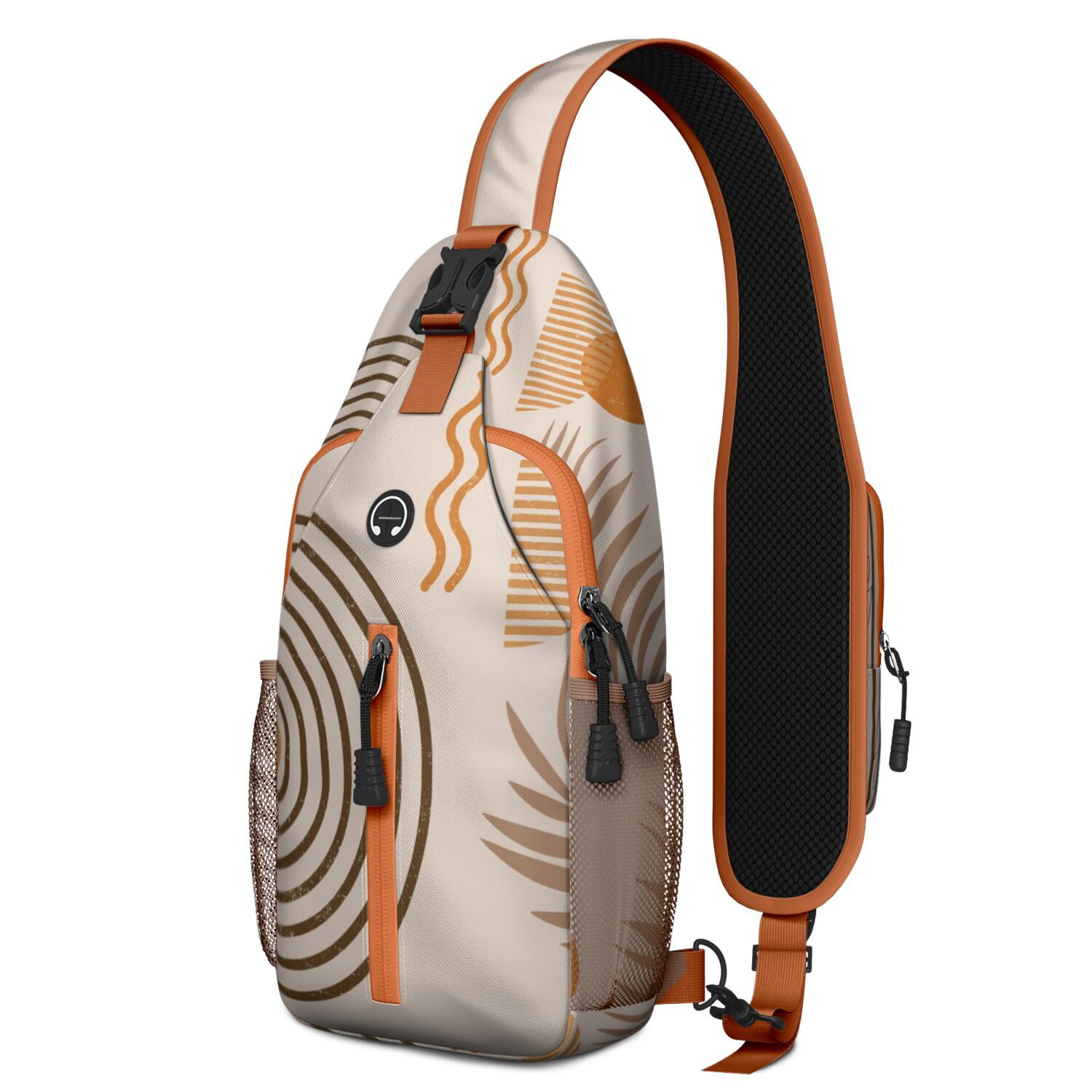 Pizza Party Sling Backpack with Colorful Foodie Food Design – Multipurpose Travel Daypack with Ergonomic Fit, Anti-Theft Back Pocket, Partitioned Storage, Water-Resistant Fabric, Adjustable Strap