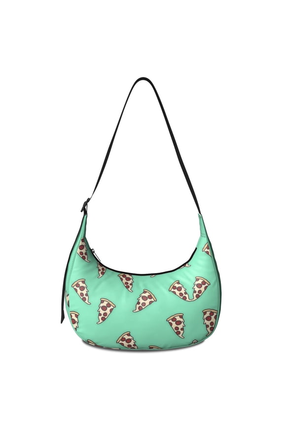 Pizza Pattern Adjustable Strap Crossbody Bag Lightweight Nylon Pizza Funny Foodie Cartoon Food Delicious Gifts Small Purse for Women Travel Outdoors