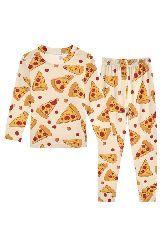 Pizza Pattern Cotton Pajamas 2 Piece Set Sleepwear Soft and Comfortable Homewear Nightwear