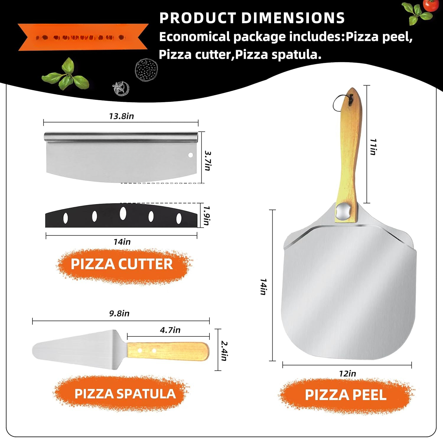 Pizza Peel 12 Inch, Aluminum Pizza Paddle with Foldable Wooden Handle ...